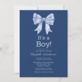 Blue Bow Ribbon Het is een Boy Baby shower Kaart (Voorkant)