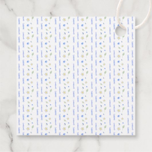 Blue Bow Ribbon Lijst Bloemdoop Bedankjes Labels (Achterkant)