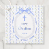 Blue Bow Ribbon Lijst Bloemdoop Bedankjes Labels (Voorkant)