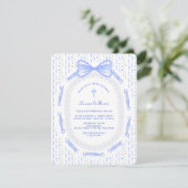 Blue Bow Ribbon Lijst Bloemdoop Kaart (Staand voorkant)