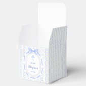Blue Bow Ribbon Lijst Bloemen Doop Kubus Bedankdoosjes (Geopend)