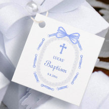 Blue Bow Ribbon Lijst Doop Favoriet Tags
