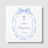 Blue Bow Ribbon Lijst doop Gastenboek (Voorkant)