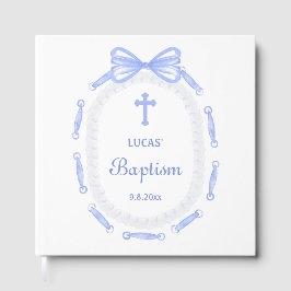 Blue Bow Ribbon Lijst doop Gastenboek