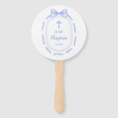 Blue Bow Ribbon Lijst doop Handwaaier (Achterkant)