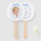 Blue Bow Ribbon Lijst doop Handwaaier (Voorkant en achterkant)