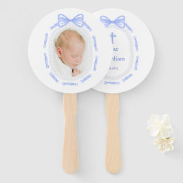 Blue Bow Ribbon Lijst doop Handwaaier