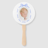 Blue Bow Ribbon Lijst doop Handwaaier (Voorkant)