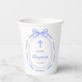 Blue Bow Ribbon Lijst doop Papieren Bekers