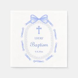 Blue Bow Ribbon Lijst doop Servet