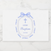 Blue Bow Ribbon Lijst doop Sparkling Wijnetiket (Enkel label)