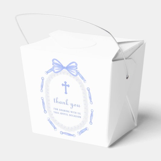 Blue Bow Ribbon Lijst Doop Uitnemen Bedankdoosjes (Achterkant)