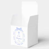 Blue Bow Ribbon Lijst Doopsel Kubus Bedankdoosjes (Geopend)