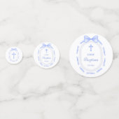 Blue Bow Ribbon Lijst dooptafel Confetti (Achterkanten)