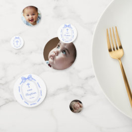Blue Bow Ribbon Lijst dooptafel Confetti