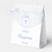 Blue Bow Ribbon Lijst Floral dooptent Bedankdoosjes (Voorkant Zijde)