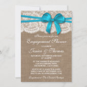 Blue Bow Rustic Burlap & Lace Verloving Shower Kaart (Voorkant)