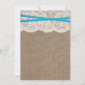 Blue Bow Rustic Burlap & Lace Verloving Shower Kaart (Achterkant)