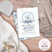 Blue Bow Schattige Beren welp Winter Boy Baby show Kaart
