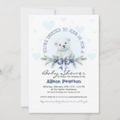 Blue Bow Schattige Beren welp Winter Boy Baby show Kaart (Voorkant)