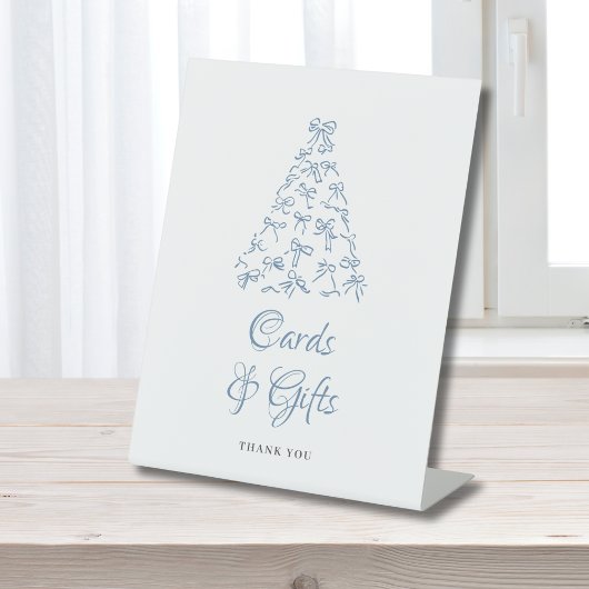Blue Bow Scribble Christmas Tree Bridal Shower  Reclamebord Met Voetstuk
