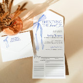 Blue Bow Shes binden van de knoop Vrijgezellenfees All In One Uitnodiging