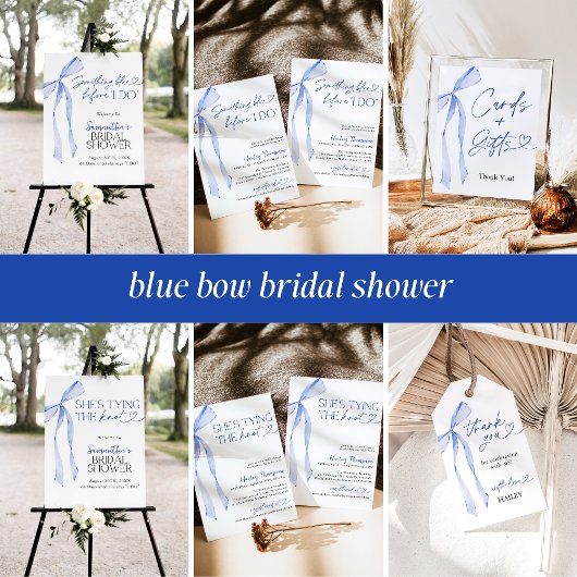 Blue Bow Shes binden van de knoop Vrijgezellenfees All In One Uitnodiging