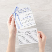 Blue Bow Shes binden van de knoop Vrijgezellenfees All In One Uitnodiging (Afscheurbaar)