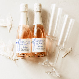 Blue Bow Shes Het binden van de Knoop Vrijgezellen Sparkling Wijnetiket