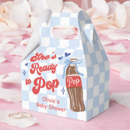 Blue Bow She's Ready to Pop Baby Shower Bedankdoosjes