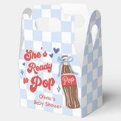 Blue Bow She's Ready to Pop Baby Shower Bedankdoosjes (Geopend)