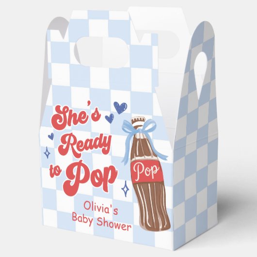 Blue Bow She's Ready to Pop Baby Shower Bedankdoosjes (Geopend)