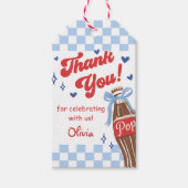 Blue Bow She's Ready to Pop Baby Shower Cadeaulabel (Voorkant)