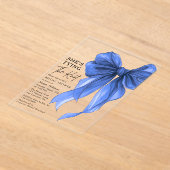 Blue Bow She's Tying The Knot Bridal Shower Acryl Uitnodigingen (Laagn)
