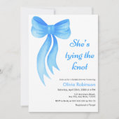 Blue Bow She's Tying the Knot Bridal Shower Kaart (Voorkant)