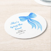 Blue Bow She's Tying the Knot Bridal Shower  Ronde Kartonnen Onderzetter (Gebogen)
