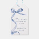 Blue Bow Shower Favoriet Gift Label Cadeaulabel (Voorkant)