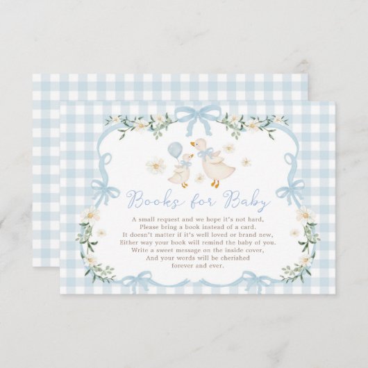 Blue Bow Silly Goose Books for Baby Boy Informatiekaartje (Voorkant / Achterkant)