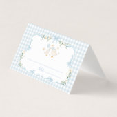 Blue Bow Silly Goose Boy Baby Shower Place Cards Kaart (Voorkant)