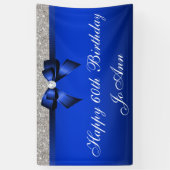 Blue Bow Silver Sequins persoonlijke verjaardag Spandoek (Verticaal)