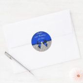 Blue Bow Silver Sequins Verjaardag Ronde Sticker (Envelop)