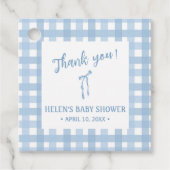 Blue bow simple boys baby shower bedankjes labels (Voorkant)