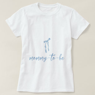 Blue Bow Simple Boys baby shower mama te zijn T-shirt