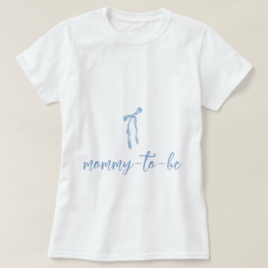 Blue Bow Simple Boys baby shower mama te zijn T-shirt (Design voorkant)