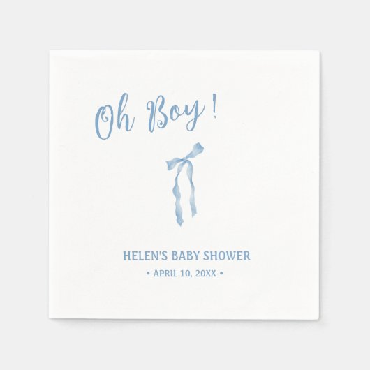 Blue bow Simple Boys baby shower servet (Voorkant)