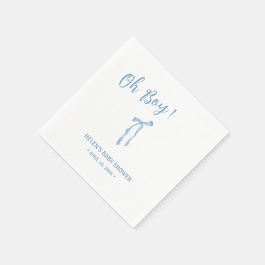 Blue bow Simple Boys baby shower servet (Hoek)