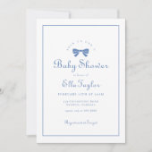 Blue Bow Simple Elegant Boy Baby shower Kaart (Voorkant)