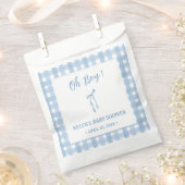 Blue bow simple plaid boys baby shower bedankzakje (Geknipt)