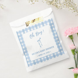 Blue bow simple plaid boys baby shower bedankzakje
