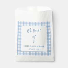 Blue bow simple plaid boys baby shower bedankzakje